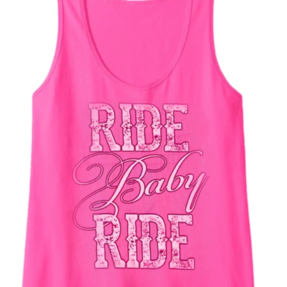 NEW!!! 👠💃NWT BROOKS & DUNN RIDE BABY RIDE CONCERT TOUR PINK TANK - L 🎼🎤🤠 - Picture 1 of 9